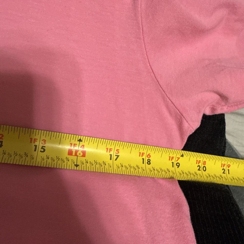 Ralph Lauren Pink Top T Shirt Short Sleeve Green Pony Cotton Y2K V-Neck Size L - Picture 4 of 6